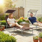 Outsunny Outdoor Lounge Chair - Adjustable Folding Chaise Lounge - Brown-With 4-level adjusted lounge position for maximum comfort