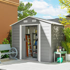 Outsunny Outdoor Storage Shed with Double Doors - 7.5' x 6.5' - Light Grey-All-weather galvanised steel frame for year-round protection
