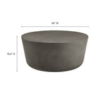 Modway Brion Round Indoor/Outdoor Patio Concrete Coffee Table - Grey-Tapered Cylinder Shape