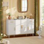 HOMCOM 55.1" L Sideboard Buffet Cabinet with Soft-Close Doors - White-Two drawers and three cabinets keep items out of sight and organized