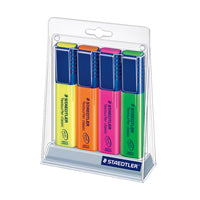 Staedtler Textsurfer Chisel Tip Highlighters - Assorted Colours - 4 Pack-Assorted colours