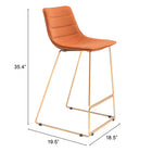 Zuo Adele Barstool - Orange/Gold - Set of 2-6
