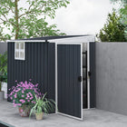Outsunny Metal Tool Shed with Window and 2 Vents - 4' x 6' - Dark Grey-Lockable door secures contents, lock and keys provided
