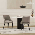 Manhattan Comfort Tremont 21.7" Modern Leatherette Upholstered Dining Chair - Taupe - Set of 2-Fully Welded Sleek Black Steel Frame and Legs For Fashion and Durability