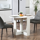 HOMCOM 41" Oval Drop Leaf Foldable Dining Table for 2-4 - White-Locks into position easily. The safety latch releases with a pull