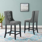 Modway Baronet Upholstered Fabric Counter Bar Stool - Gray - Set of 2-Soft Polyester Fabric Upholstery