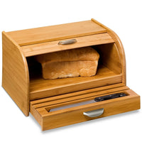 Honey Can Do Bamboo Rolltop Bread Box-Roll top cover design, keeps bread and rolls out of sight