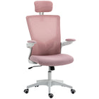 HOMCOM Ergonomic Office Chair with Adjustable Headrest - Pink-Get customized support with an adjustable headrest and 2D lumbar support for comfort