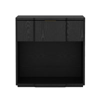 Manhattan Comfort Clive 22" Mid-Century Modern 1-Drawer Nightstand - Black and Gold-Clean-lined nightstand crafted from manufactured wood with metal accents for a refined, modern bedroom look