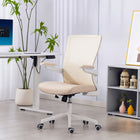 HOMCOM Ergonomic Office Chair with Lumbar Support - Beige-Stay comfortable all day with a breathable linen-look seat and mesh back