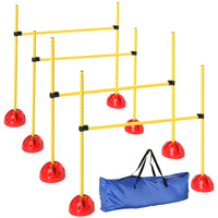 PawHut Dog Agility Training Obstacle Course 4-Piece Set-Four-piece set includes four adjustable agility pumps and bag 
