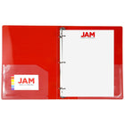 JAM Paper Plastic 1" Mini 3-Ring Binder - Red-Wide front and back binder panels fully cover standard dividers and sheet protectors. Our 3 metal ring binders have 2 buttons for easy opening and closing, and a convenient pocket on the inside flap.