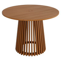 Modway Lane 39" Round Outdoor Teak Wood Dining Table - Natural-Teak Wood