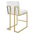 Modway Privy Upholstered Fabric Counter Stool - Gold White - Set of 2-No Assembly Required