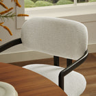 Modway Elio Barrel Fabric and Metal Dining Chair - Black/Cream-Adjustable Non-Marking Floor Glides