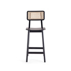 Manhattan Comfort Versailles 15.75" Industry Chic Counter Stool - Black and Natural Cane - 3 Pack-Seat Height Measures: 25.98 in. With Weight Capacity of 275 Lbs