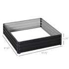 Outsunny Galvanized Steel Planter Raised Garden Bed - 47" L x 47" W x 12" H - Grey-Galvanized steel material is powder coating for outdoor use 
