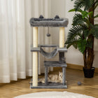 PawHut 39.25" Multi-Level Cat Tree Tower with Scratching Post - Grey-Material: Particleboard, Sisal, Plush, Felt 