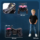 Qaba 6V Battery Powered Kids ATV 4 Wheeler with Music and LED Headlights - Pink-Material: Metal, PP 
