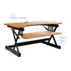 Rocelco 40" Deluxe Adjustable Height Desk Riser and Floor Stand Bundle - Teak/Black-QUICK, EASY AND STABLE HEIGHT ADJUSTMENT WITH EVR ENHANCED VERTICAL RANGE DESIGN: Sturdy metal frame with easy-grip side handle and gas piston assist, can raise and lower up to 40 pounds with continuous height adjustment of tabletop from 34" up to 50" above the floor to optimize the ergonomic work position for people of most heights. Straight up and down motion minimizes required depth (23.25")