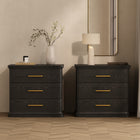 Manhattan Comfort Clifford Traditional 3-Drawer Nightstand - Black-9