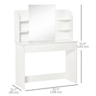 HOMCOM Vanity Desk with Mirror - 42.5" L x 15.75" W x 56" H - White-Has a large area under the desk to place a stool 