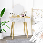 HOMCOM Vanity Desk with Mirror - 27.6" L x 15.4" W x 50.4" H - Oak/White-High-quality materials 