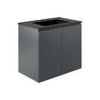 Modway Bryn 30" Wall-Mount Bathroom Vanity - Grey/Black-Modern Bathroom Vanity