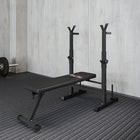 Soozier Adjustable Weight Bench - Black-The barbell rack / dip station can be adjusted in 8 levels for different arm lengths and heights