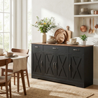 HOMCOM 55" Farmhouse Sideboard Buffet Cabinet for TVs up to 60 Inch with Barn Doors - Black-Adjustable shelves customise space for items of varying sizes 