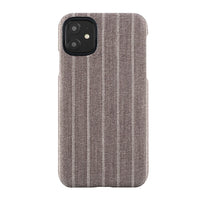 Gry Mattr Pinstripe Fabric Case for iPhone 11, XR - Brown-Soft Fabric with Microfibre lining to prevent scratches