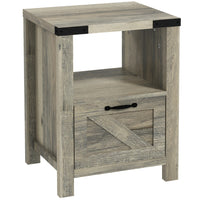 HOMCOM Side Table with Storage - Grey-Farmhouse style highlights your home décor