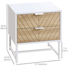 HOMCOM Modern Bedside Table with 2 Drawers and Metal Base - White-Mixtures of two colours and Chevron lines give it a unique look