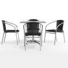 Flash Furniture 31.5'' Square Aluminum Indoor-Outdoor Table with 4 Black Rattan Chairs (TLH-ALUM-32SQ-020BKCHR4-GG)-Assembly Required