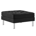 Modway Loft Tufted Vegan Leather Armchair and Ottoman Set - Silver Black-Dense Foam Padding