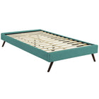 Modway Loryn Fabric Twin Bed Frame with Round Splayed Legs - Teal-Solid Wood Frame