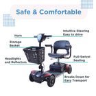 Journey Adventure Power Scooter - Red-Tool-free modular design disassembles into five lightweight pieces for easier transport and storage