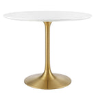Modway Lippa 36" Round Wood Dining Table - Gold White-Modern Dining Table