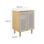 Modway Calla 24" Perforated Metal Bathroom Vanity - White/Oak-Wood Grain Laminate