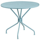35.25'' Round Sky Blue Indoor-Outdoor Steel Patio Table Set with 4 Round Back Chairs [CO-35RD-03CHR4-SKY-GG]-Designed for Indoor and Outdoor Use