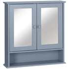 Kleankin Wall Mount Medicine Cabinet with Mirror - Grey-Elegant design, great for kitchen, bathroom and more