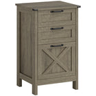 HOMCOM 3-Drawer Letter/A4 Filing Cabinet - Grey Wash-Rustic farmhouse design enhances home office decor

