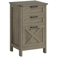 HOMCOM 3-Drawer Letter/A4 Filing Cabinet - Grey Wash-Rustic farmhouse design enhances home office decor
