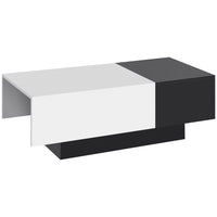 HOMCOM Modern Rectangle Coffee Table with Hidden Storage Trunk Slide Top - Black and White-16mm Particle board construction in laminated finish, tested for quality wear and stain resistant