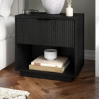 Hudson&Canal Karten 24" Nightstand - Black Grain-Base, top, and drawer are crafted of sturdy MDF in a black grain finish