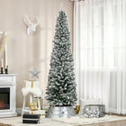 HOMCOM 7.5' Snow-Flocked Pencil Artifical Christmas Tree - Green-Realistic plastic branches provide a complete and lush look 