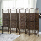 HOMCOM 8 Panel Wave Fiber Freestanding Room Divider for Home Office - Brown-It features a diamond woven fibre design paper panel in a natural tone
