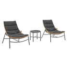 Manhattan Comfort Sunset Modern 3-Piece Patio Conversation Set - Grey-Seat Height Measures: 13.38 in