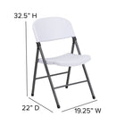 Flash Furniture HERCULES Granite Plastic Folding Chair with Charcoal Frame - White-7