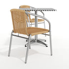 Flash Furniture 27.5'' Square Aluminum Indoor-Outdoor Table with 2 Beige Rattan Chairs (TLH-ALUM-28SQ-020BGECHR2-GG)-Assembly Required